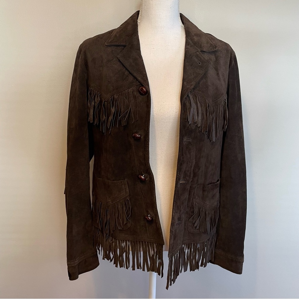 Ralph Lauren Brown Leather Fringe Jacket